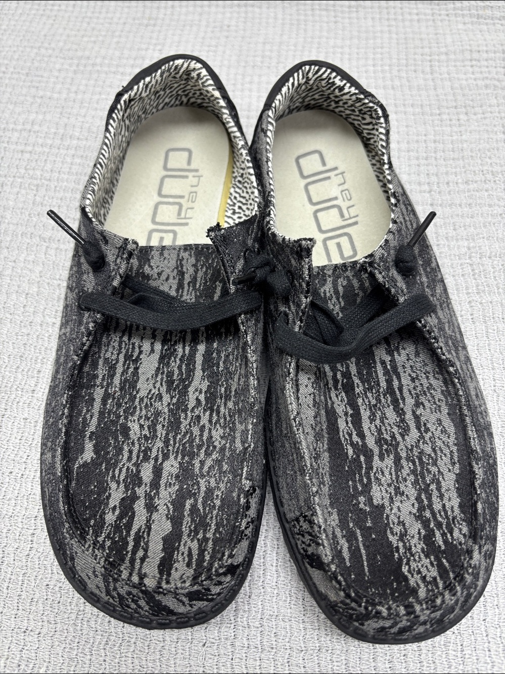 HEY DUDE Wendy Black Marble Casual Slip On Comfort Sneaker Shoes Women 8 EU 39